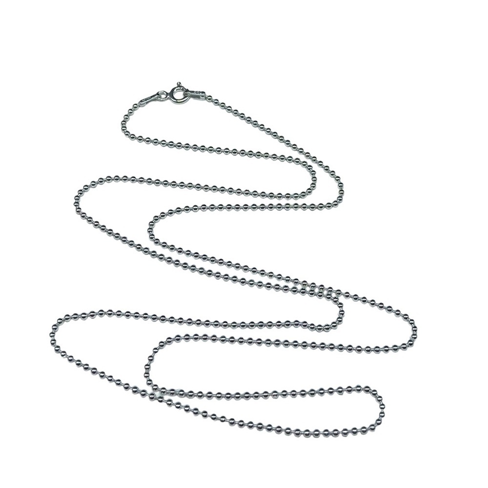 16” Sterling Silver Ball Beaded Chain Necklace Solid 925 Italy Italian Layering - Picture 3 of 9